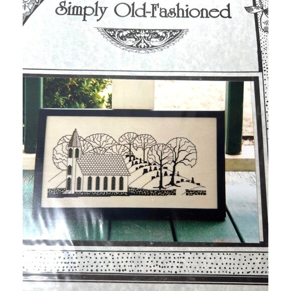 "Simply Old-Fashioned" Cross Stitch Pattern Church & Trees Design Pattern - Picture 3 of 3